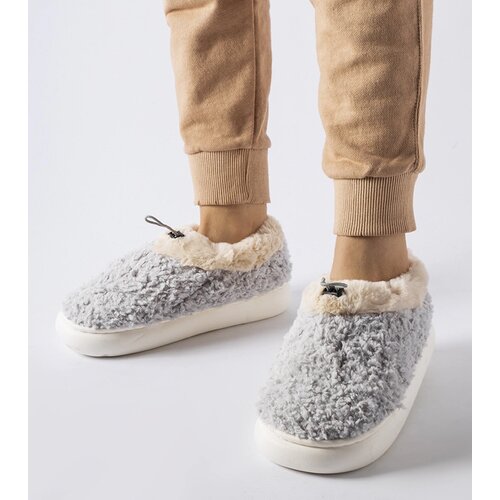 Gemre Gray warm slippers with a covered heel Aurelio Cene