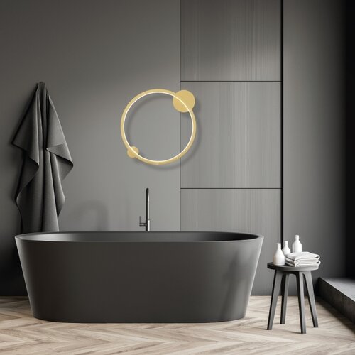  LED zidna svetiljka SATURNO LED/25W/230V prečnika 50 cm IP44 zlatna Slike