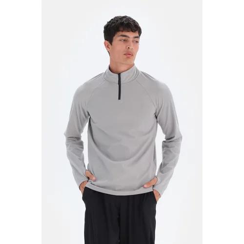 Dagi Light Gray Men's Zipper Collar Sweatshirt