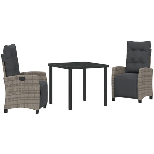 VidaXL 3 delni vrtni jedilni set Siva Poli ratan, (22086967) Slike