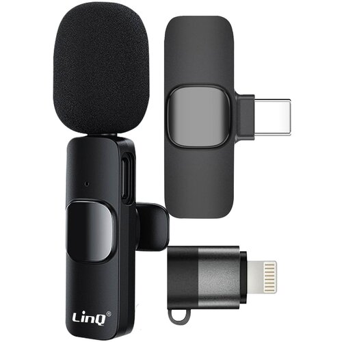 LINQ Brezžicni lavalier mikrofon z adapterjem Lightning USB C, - crn, (20918254) Slike