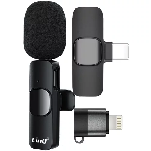 LINQ Brezžicni lavalier mikrofon z adapterjem Lightning USB C, - crn, (20918254)