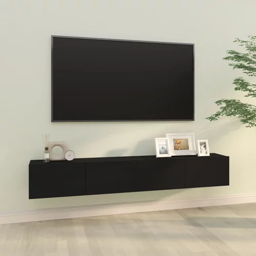 vidaXL Stenska TV omarica 2 kosa črna 100x30x30 cm inženirski les