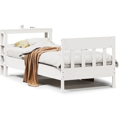 vidaXL Posteljni okvir brez vzmetnice bel 90x200 cm trdna borovina Cene