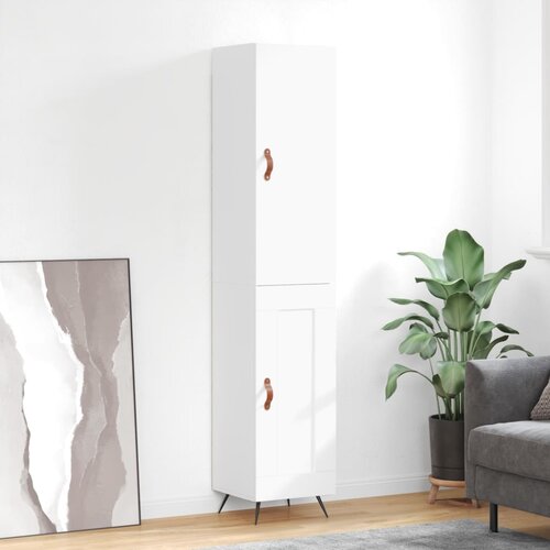VidaXL Visoka omara bela 34,5x34x180 cm inženirski les Slike