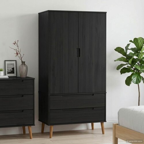 VidaXL MOLDE Crna 90 x 55 x 175 cm Masivna borovina Slike