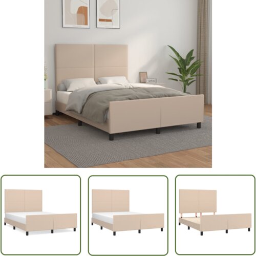 The Living Store Posteljni okvir z vzglavjem kapučino 140x190 cm umetno usnje - Posteljni Okvir Z Vzglavjem, (21737481) Cene