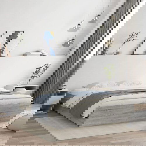 VidaXL Posteljni okvir s predali siva sonoma 140x200 cm inženirski les Slike