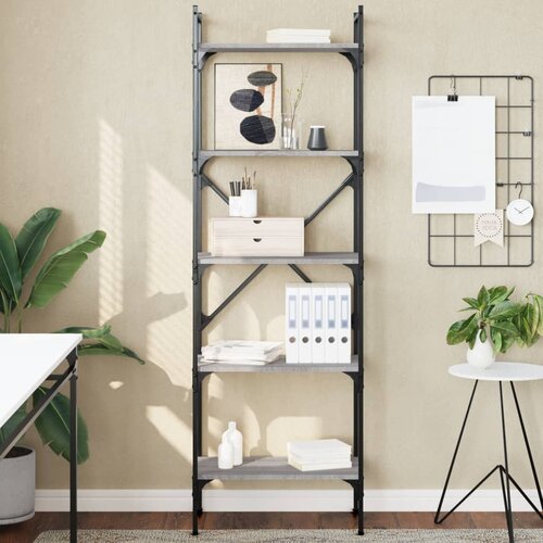 VidaXL Knjižna omara 5-nadstropna siva sonoma 56x31,5x174 cm inž. les Slike