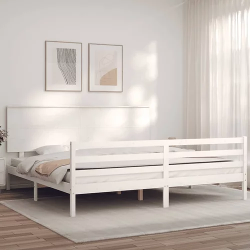  za krevet s uzglavljem bijeli 200x200 cm od masivnog drva