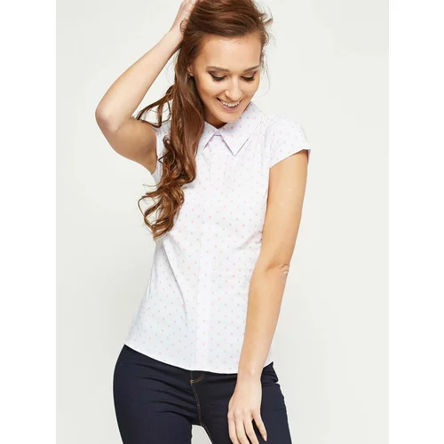 uz-sa Short-sleeved shirt with salmon polka dots white