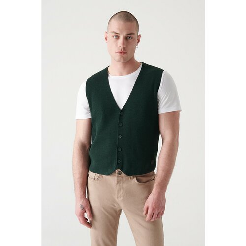 Avva Men's Green Textured Vest Cene
