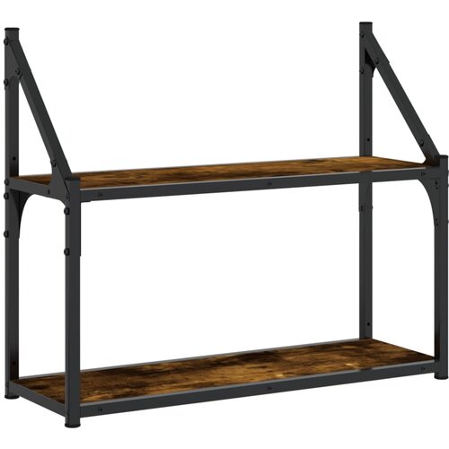 vidaXL Stenska polica 2-nadstropna dimljeni hrast 60x21x51 cm inž. les, (20915777) Cene