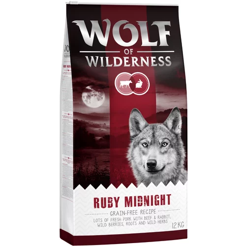 Wolf of Wilderness Varčno pakiranje: 2 x 12 kg - "Ruby Midnight" - govedina & zajec