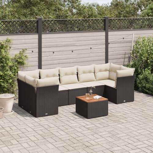 VidaXL 8-dijelni set vrtnih sofa od poliratana s jastucima crni Slike