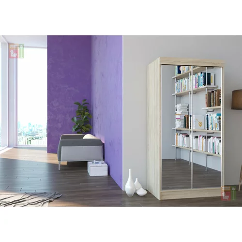 ADRK Furniture Garderobna omara z drsnimi vrati Luiziana mat bela ali hrast sonoma 100x200x62 cm