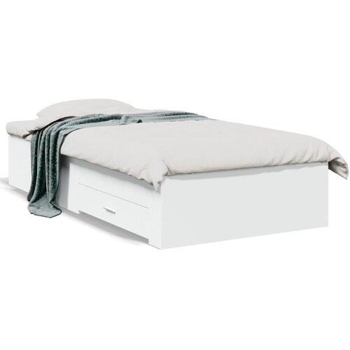 Maison Chic Posteljni okvir - Enojna postelja - Postelja za odrasle s predali bel 75x190 cm inženirski les, (21695946) Slike