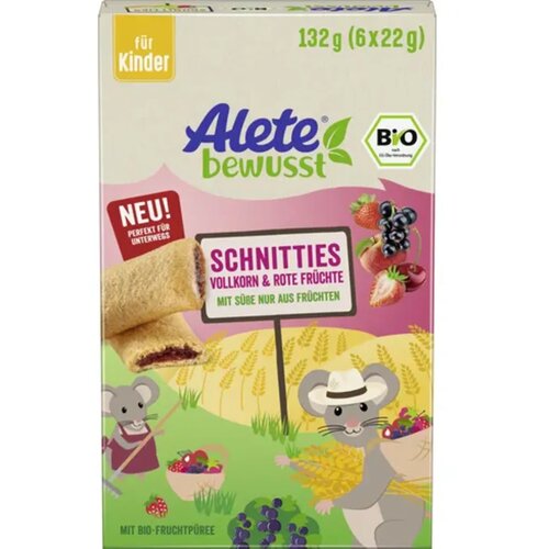 Alete Bio Schnitties - polnozrnata žita in rdeče sadje - 132 g Cene