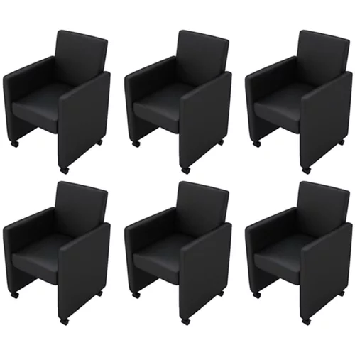  Okretne stolice 6 kom crne od umjetne kože