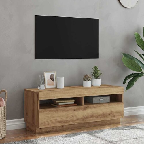 TV ormarić s LED svjetlima umjetnički hrast 100x35x40 cm Cene