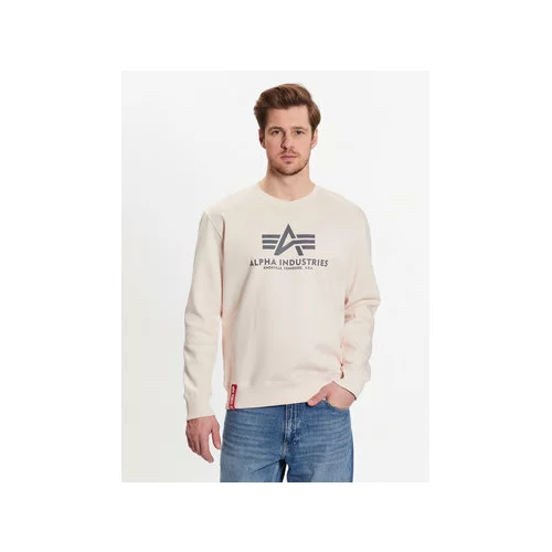 Alpha Industries Pulover Basic Sweater Écru Regular Fit