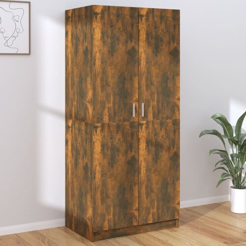 VidaXL garderobna omara dimljeni hrast 80x52x180 cm konstruiran les Slike