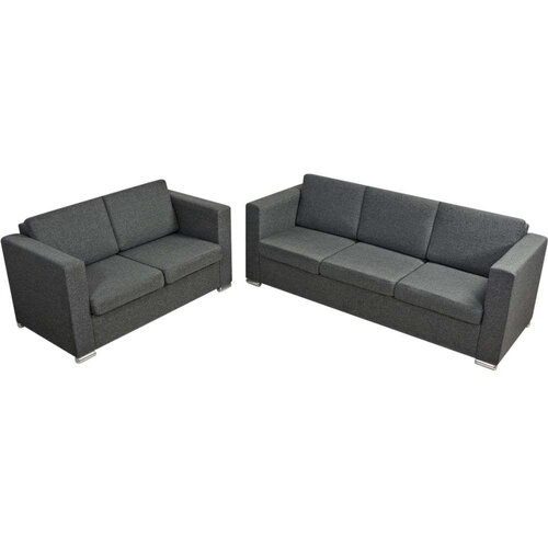 Dvodijelni set sofa od tkanina tamnosivi Slike