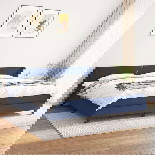  Krevet s oprugama i madracem plavi 200 x 200 cm od tkanine Cijene
