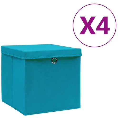  Škatle s pokrovi 4 kosi 28x28x28 cm baby modre