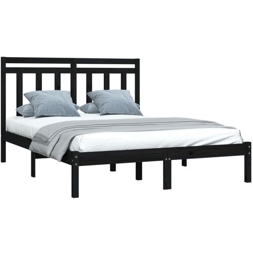  Okvir za krevet od masivnog drva crni 150 x 200 cm veliki Slike