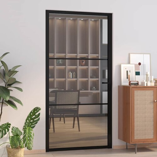 VidaXL Unutarnja vrata 102,5x201,5 cm crna od ESG stakla i aluminija Slike
