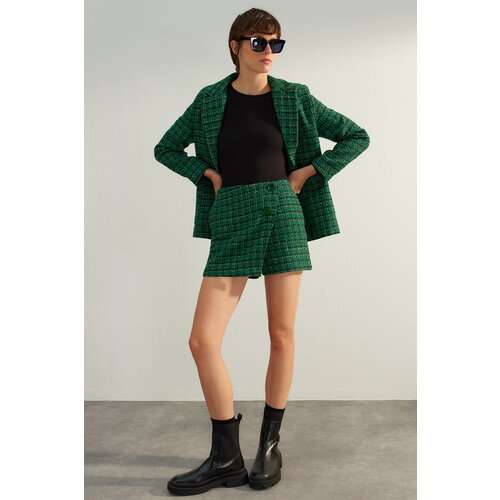 Trendyol Green Premium Woven Short Skirt with Lurex Fabric Slike