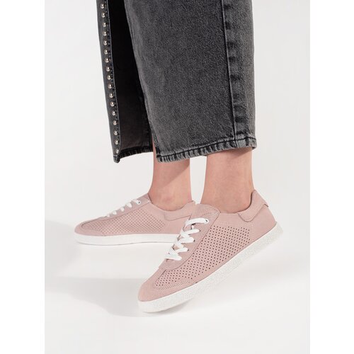 GOODIN Light pink openwork sneakers made of natural leather Cijene