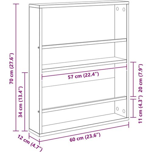  Polica za časopise s policom 2 pcs Staro drvo 60 x 12 x 70 cm Slike
