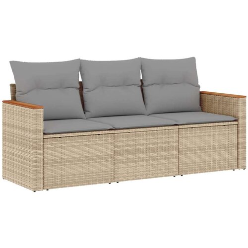  3-dijelni set vrtnih sofa s jastucima bež od poliratana Slike