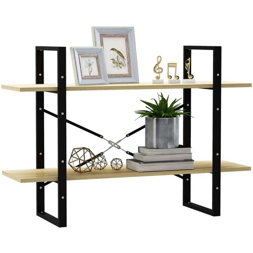 VidaXL Knjižna omara 2-nadstropna sonoma hrast 100x30x70 cm iverna pl. Slike