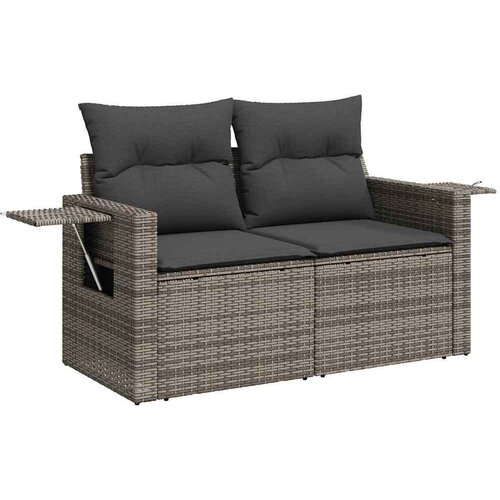 VidaXL 6-dijelni set vrtnih sofa poliratan i bagrem s jastucima sivi Slike