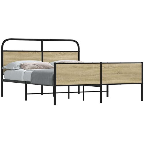 Metalni Kovinski posteljni okvir brez vzmetnice sonoma hrast 150x200 cm, (21607654) Cene