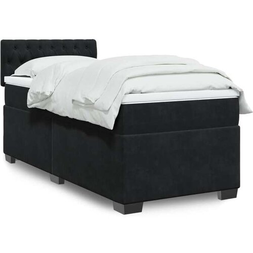 vidaXL Box spring postelja z vzmetnico črn 90x190 cm žamet Cene