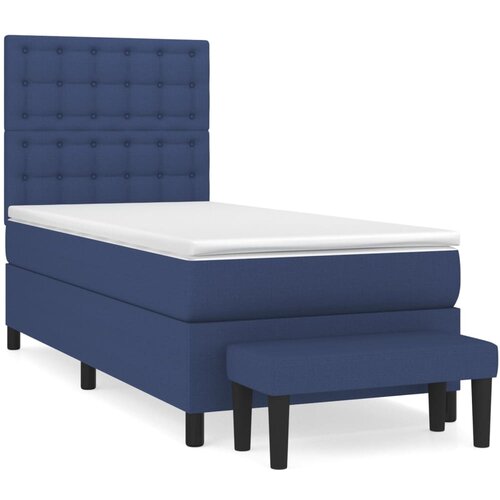 VidaXL Box spring postelja z vzmetnico moder 80x200 cm blago, (20896642) Slike