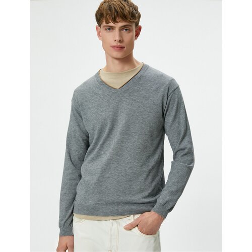 Koton V-Neck Sweater Knitwear Slim Fit Long Sleeve Cene