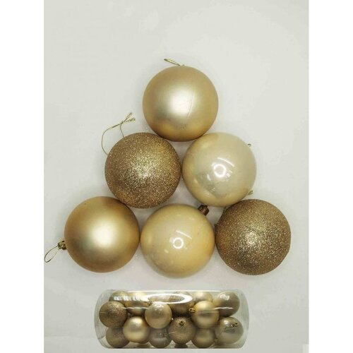 Home deco plastične kuglice za bor 8 cm, champagne, 24 kom Slike