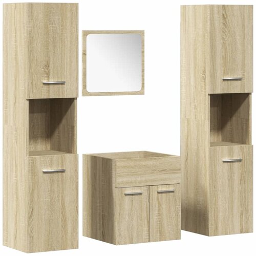  4-dijelni set kupaonskog namje&amp;scaron;taja boja hrasta sonome drveni Smeđa 41 x 38.5 x 46 cm Slike