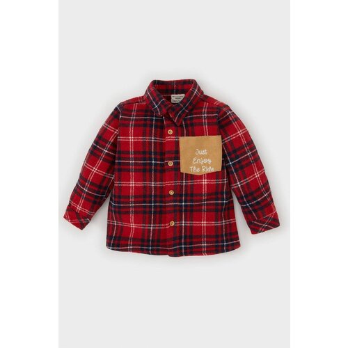 Defacto Baby Boy Shirt Collar Flannel Plaid Pocket Detailed Long Sleeve Shirt Cene