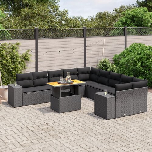 vidaXL 11-dijelni set vrtnih sofa od poliratana s jastucima crni Cijene