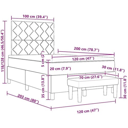 Box spring krevet Tamno plava 120 x 200 cm Bar&amp;scaron;un - Tamno plava 120 x 200 cm Dizajn dijamantskih blokova Slike