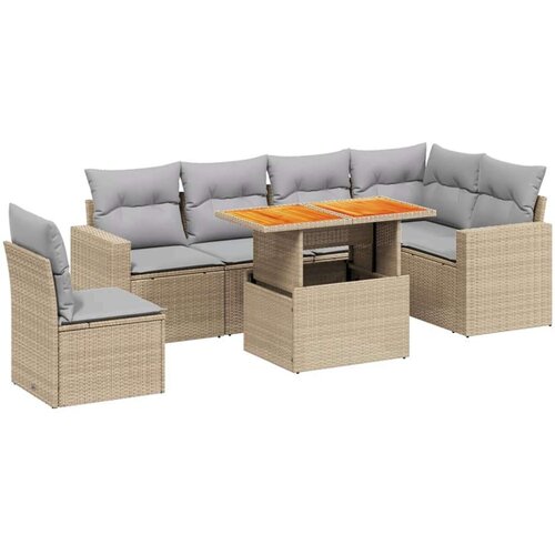 VidaXL 7-dijelni set vrtnih sofa od poliratana s jastucima bež Slike