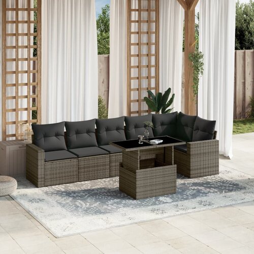 vidaXL 7-dijelni set vrtnih sofa sivi od poliratana Cijene