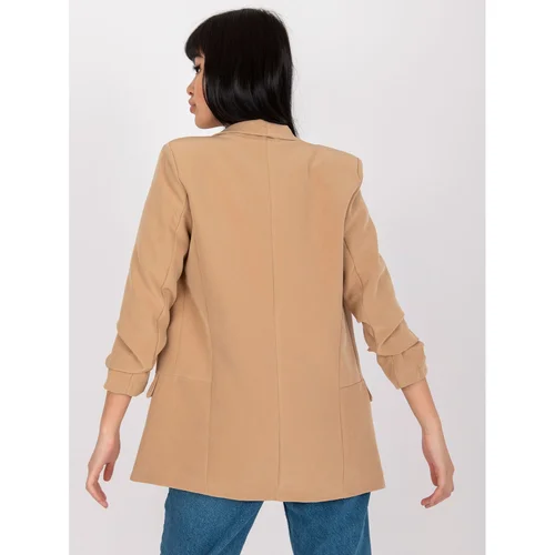 Fashion Hunters Beige women's blazer without Adela closure