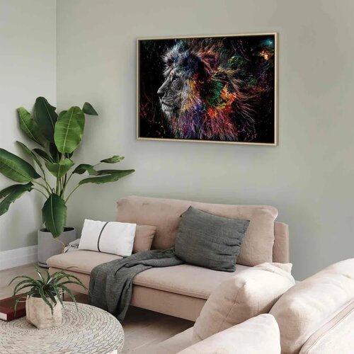  Slika - Crazy Lion (1 Part) Wide 60x40 U prirodnom drvenom okviru Slike